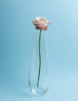 Sklenená číra váza s jemným, modoreným dizajnom od Bohemia Crystall Glass s kvetom